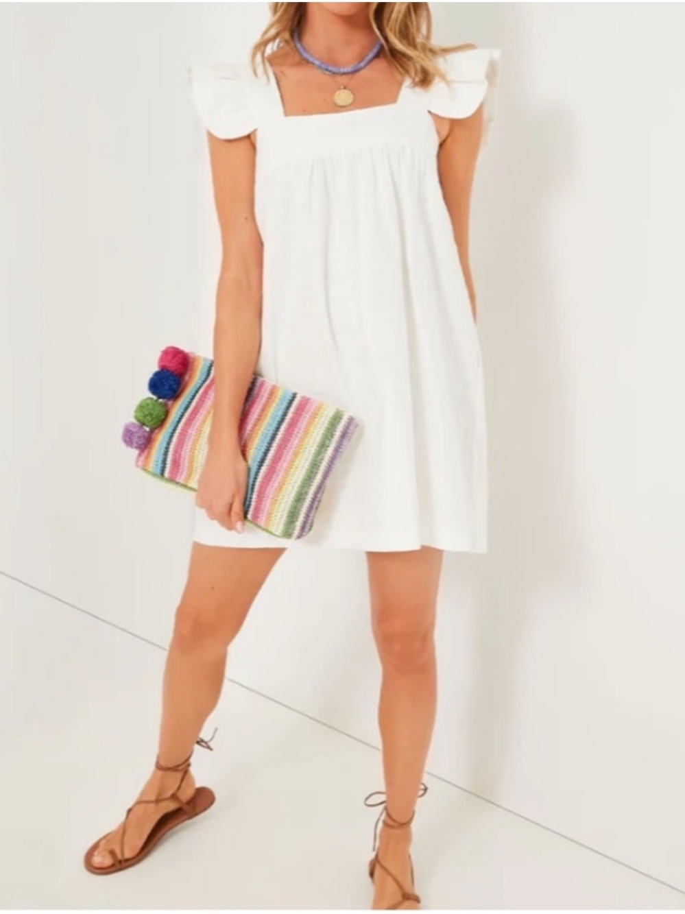 Tuckerneck Pomander Place White Hazel Flutter Dress Size L